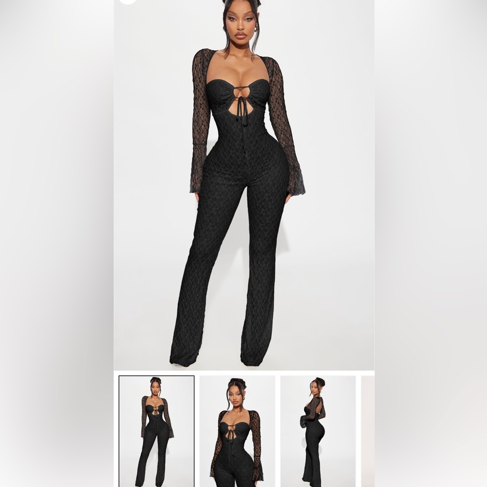 Fashion Nova Black Lace Jumpsuit